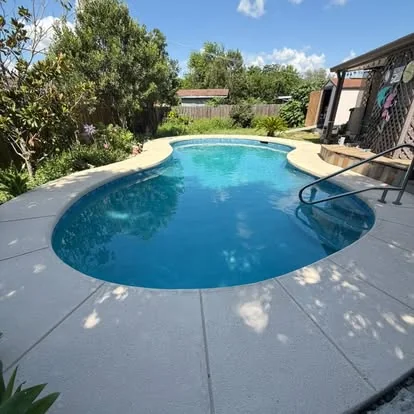 Backyard pool after resurfacing