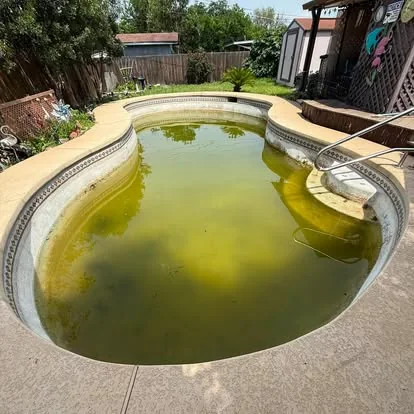Backyard pool before resurfacing